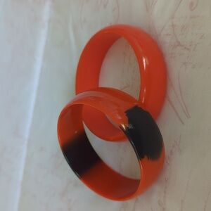Vintage Lucite Bangle Orange & Black Best Plastics + Orange Bakelite Bangle
